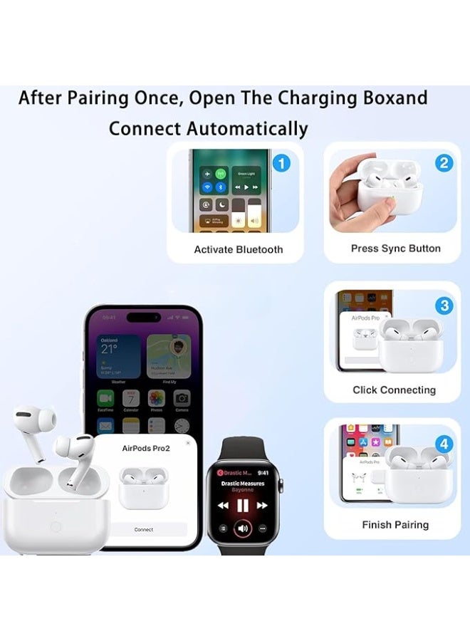 علبة شحن لاسلكية بديلة لسماعات AirPods Pro، متوافقة مع علبة شحن الجيل الثاني من AirPods Pro مع زر مزامنة الاقتران، تدعم علبة الشحن اللاسلكي (AirPods Pro USB-C) (لـ AirPods Pro USB-C) - Image 5